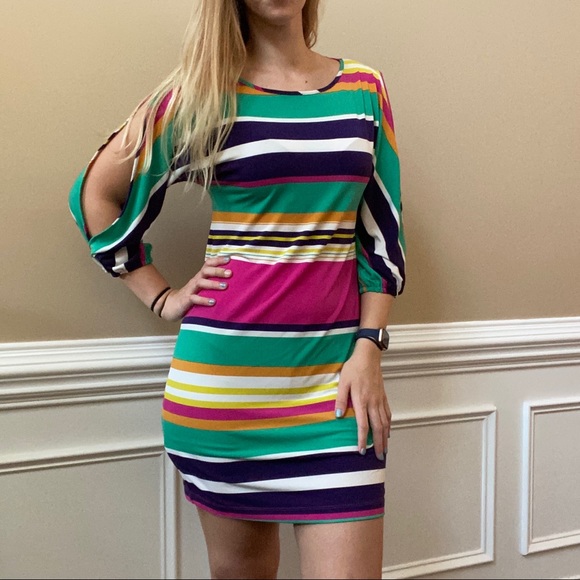 Ellen Tracy Color Striped Dress - Picture 1 of 5
